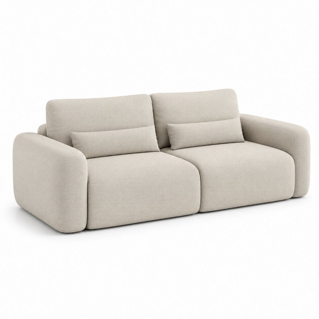 Canapé 2 places beige en polyester forme droite 180 x 95 x 78 cm