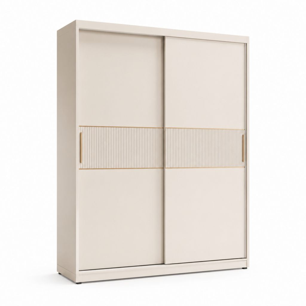 Armoire penderie à portes coulissantes beige en panneaux de particules mélaminés 120 x 60 x 200 cm
