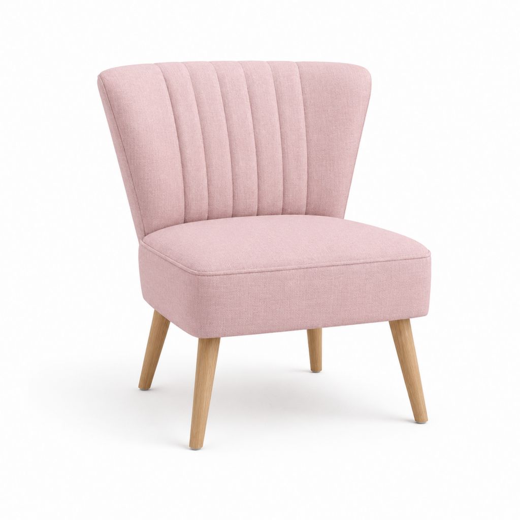 Fauteuil lounge rose en polyester forme arrondie 65 x 72 x 76 cm