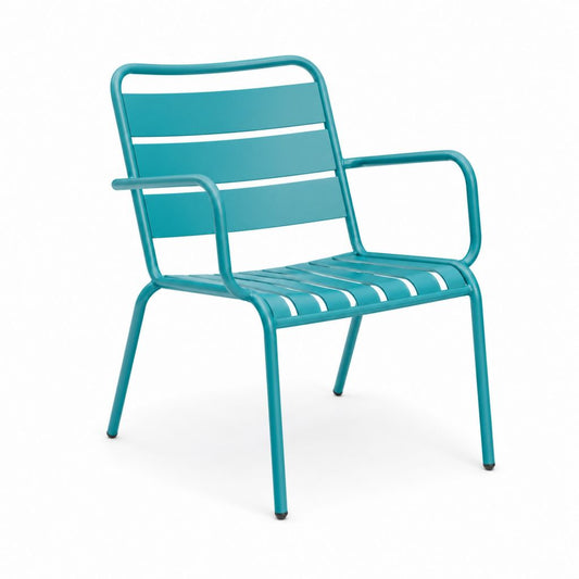 Fauteuil de jardin empilable turquoise en acier avec accoudoirs 65 x 57 x 88 cm