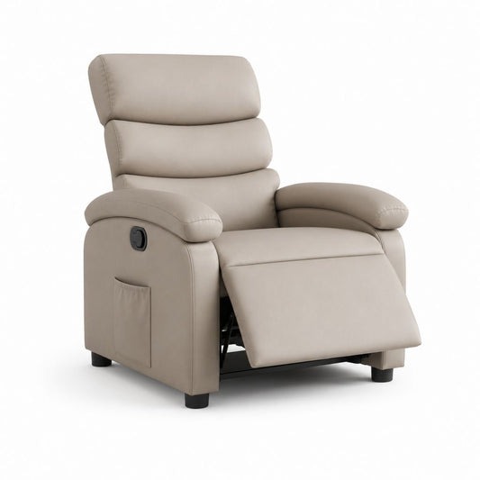 Fauteuil relax inclinable manuel beige en cuir PU 90 x 95 x 103 cm
