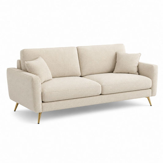 Canapé 2 places beige en polyester avec pieds en acier 180 x 88 x 85 cm