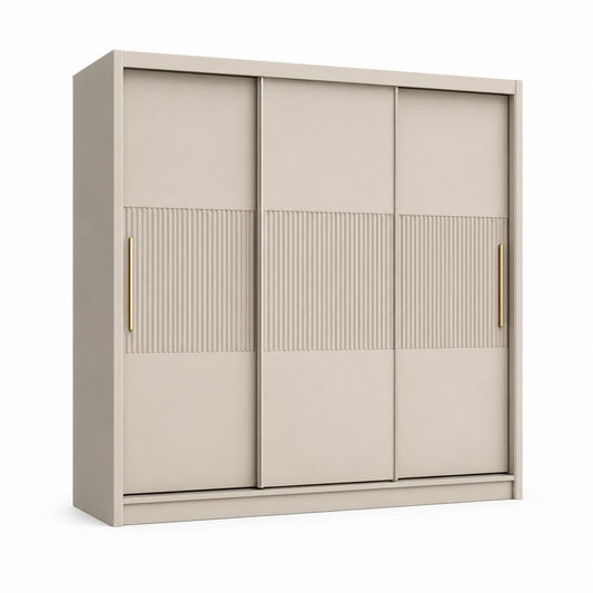 Armoire à portes coulissantes beige en panneaux de particules 180 x 60 x 200 cm