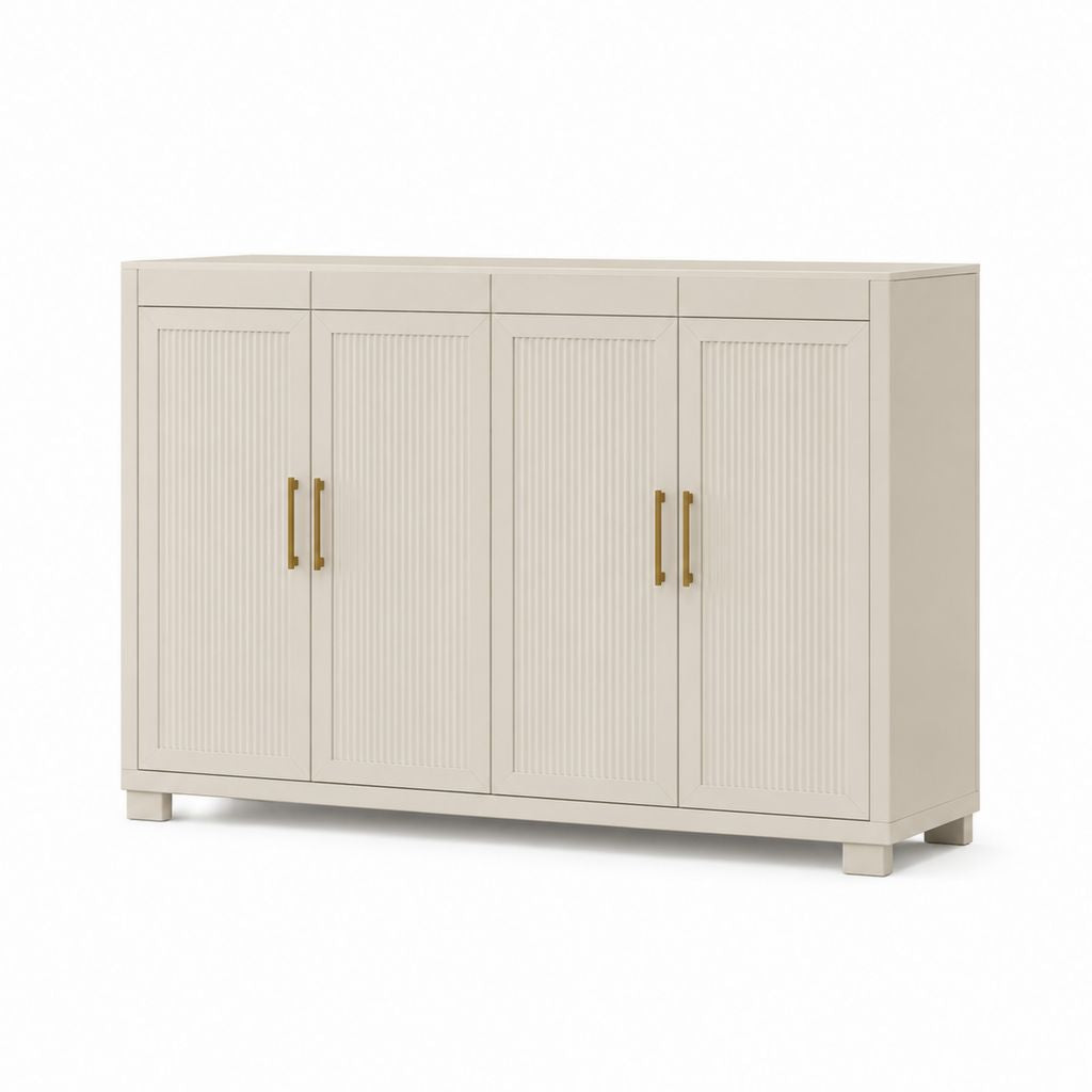 Armoire de rangement 4 portes beige en MDF rectangulaire 180 x 45 x 100 cm