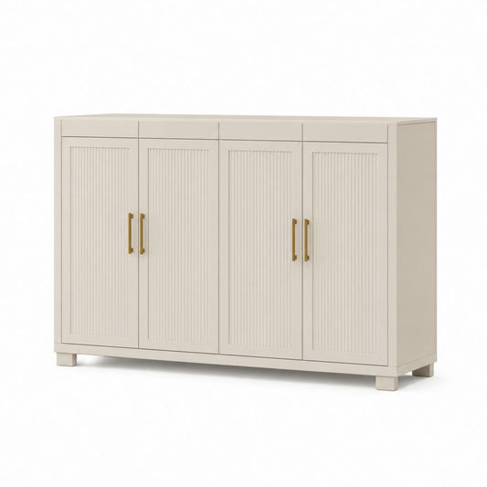 Armoire de rangement 4 portes beige en MDF rectangulaire 180 x 45 x 100 cm