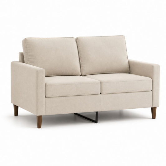 Canapé 2 places beige en polyester rectangulaire 150 x 84 x 86 cm
