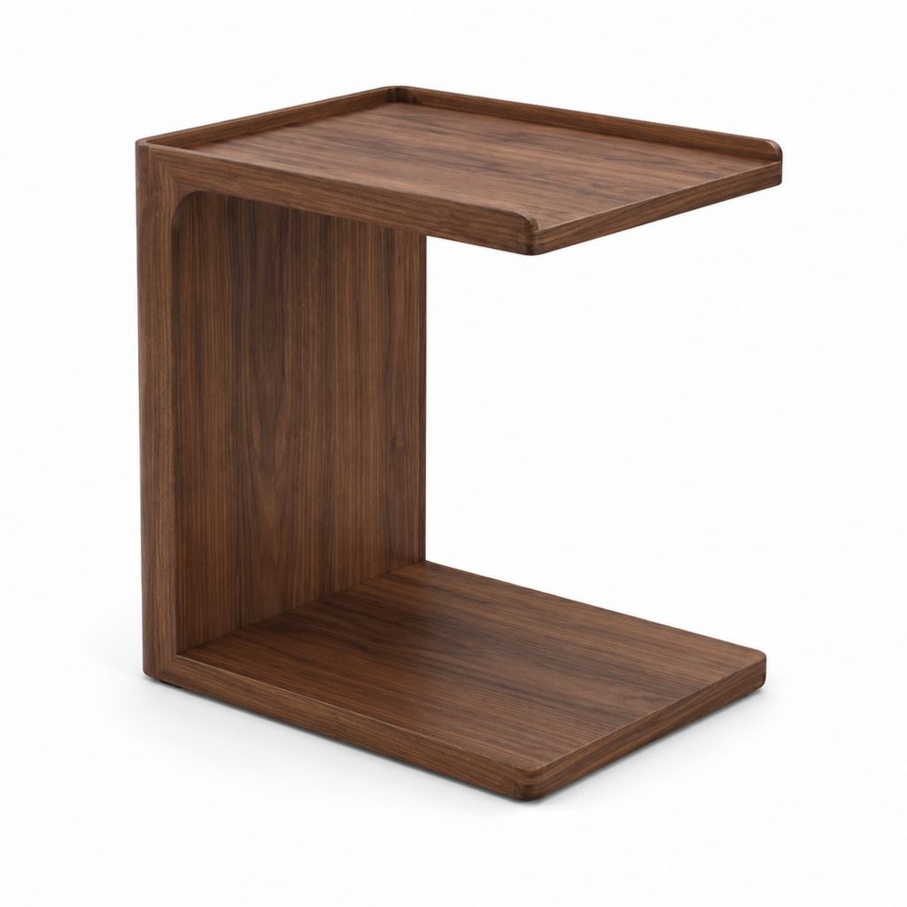 Table d'appoint canapé en C marron noyer MDF plaqué 45 x 35 x 60 cm