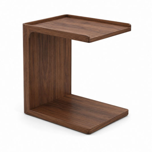 Table d'appoint canapé en C marron noyer MDF plaqué 45 x 35 x 60 cm