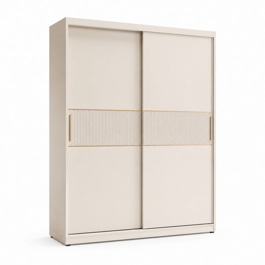 Armoire penderie à portes coulissantes beige en panneaux de particules mélaminés 120 x 60 x 200 cm